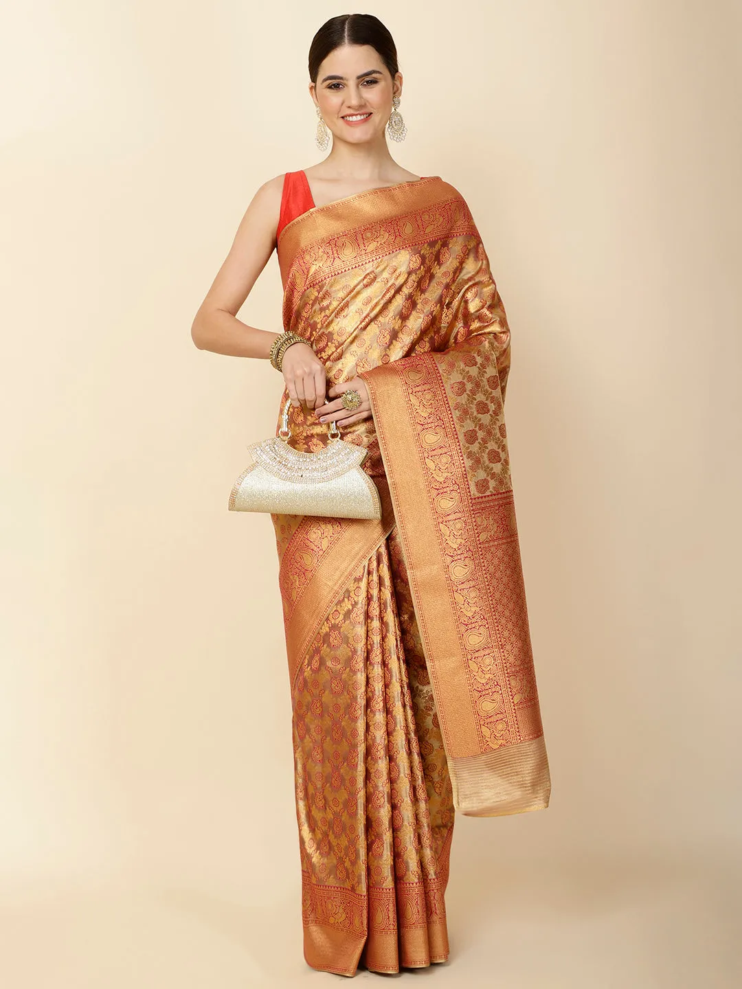 Brocade Zari Jaal Woven Tissue Saree