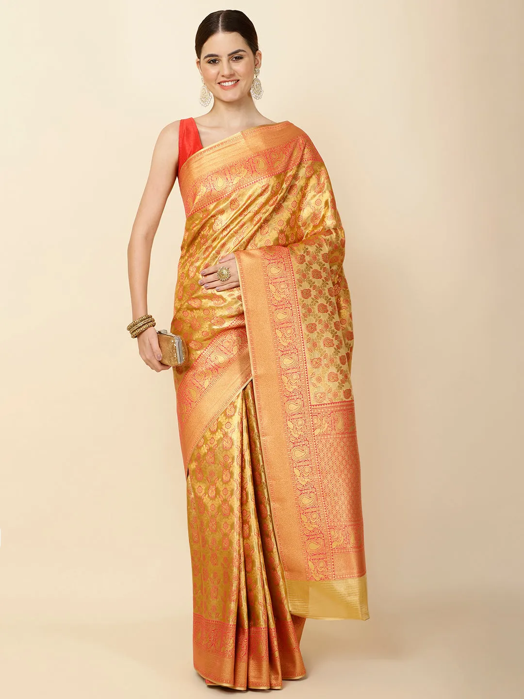 Brocade Zari Jaal Woven Tissue Saree