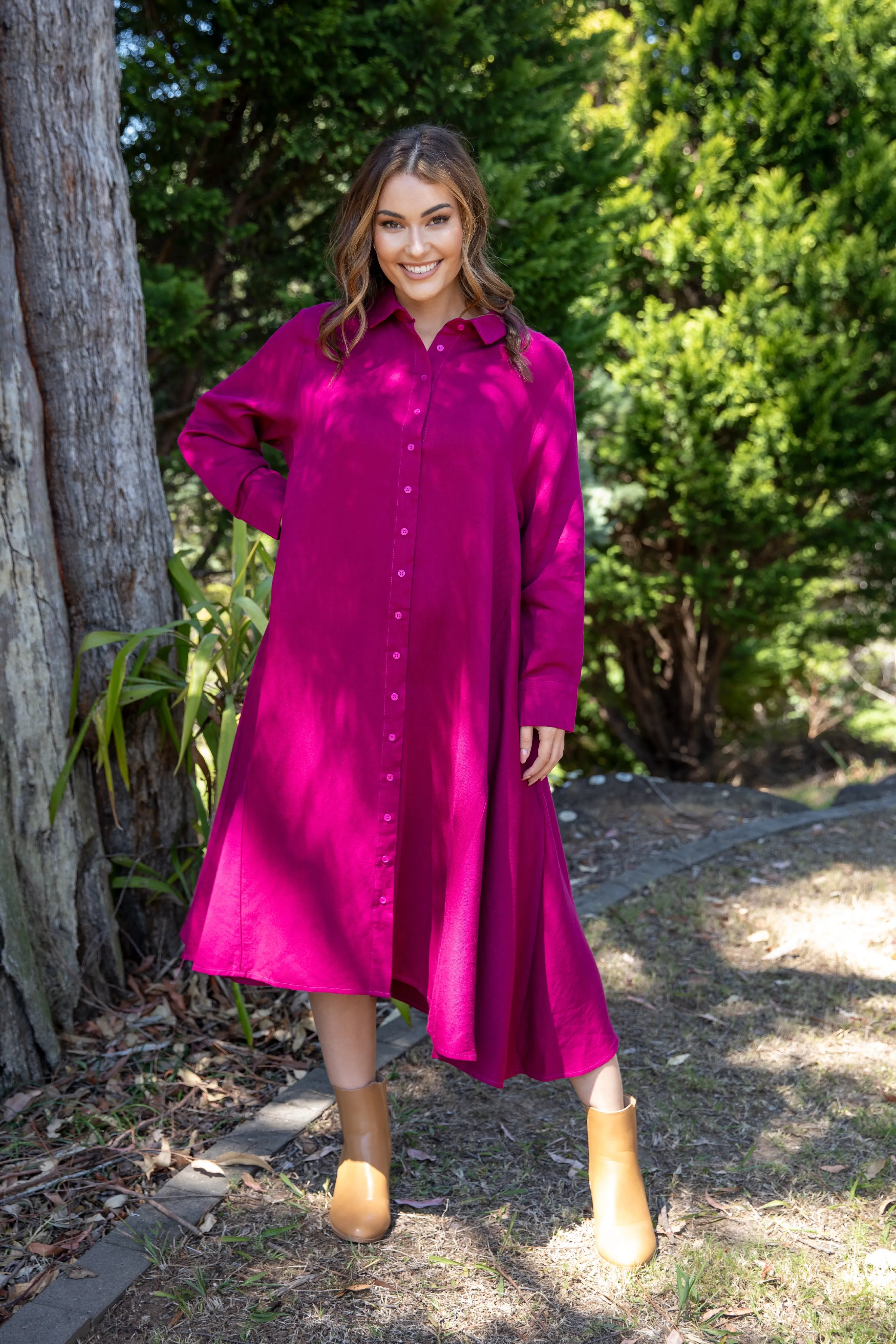 Cadillia Dress in Deep Plum