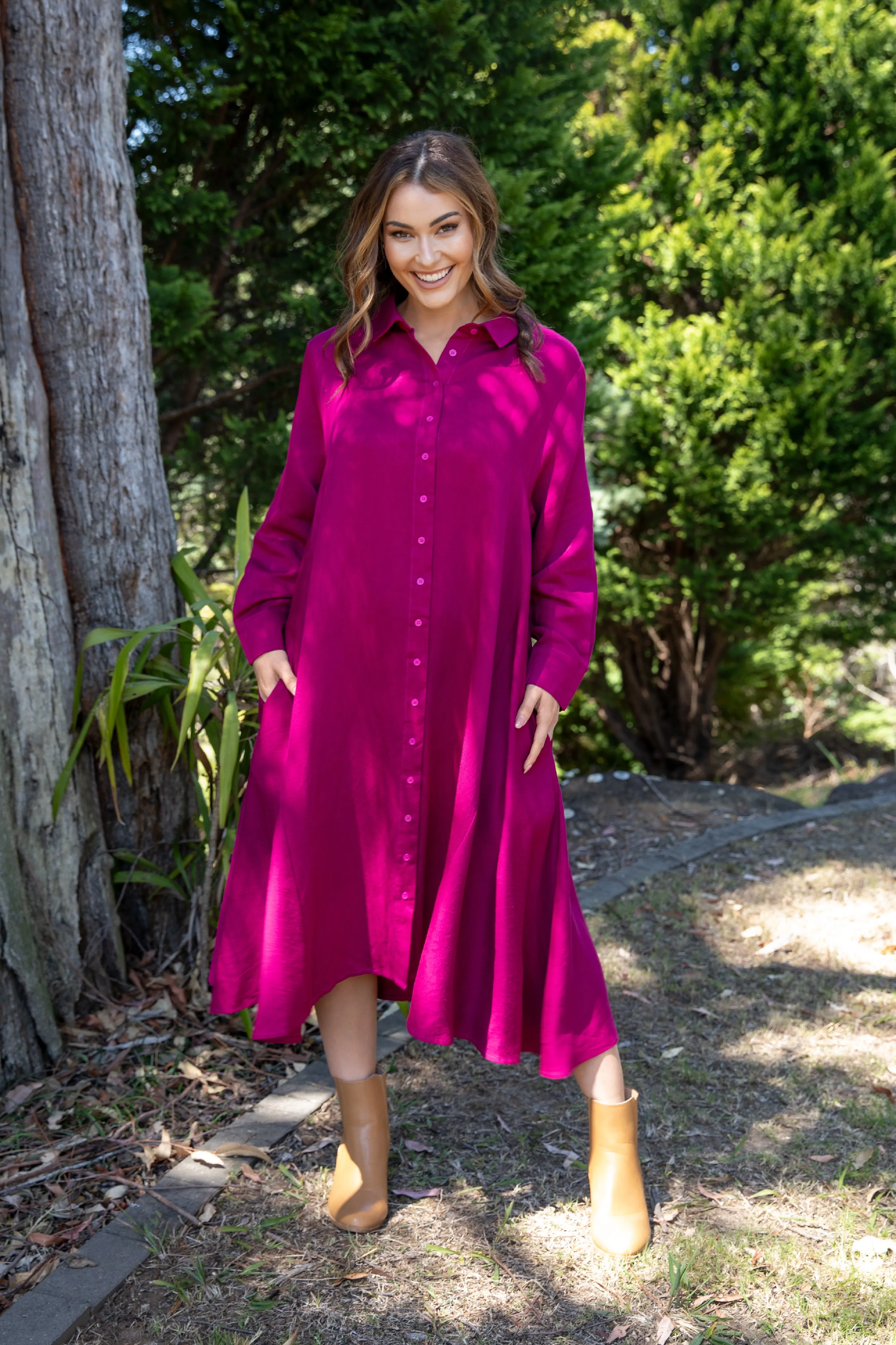 Cadillia Dress in Deep Plum