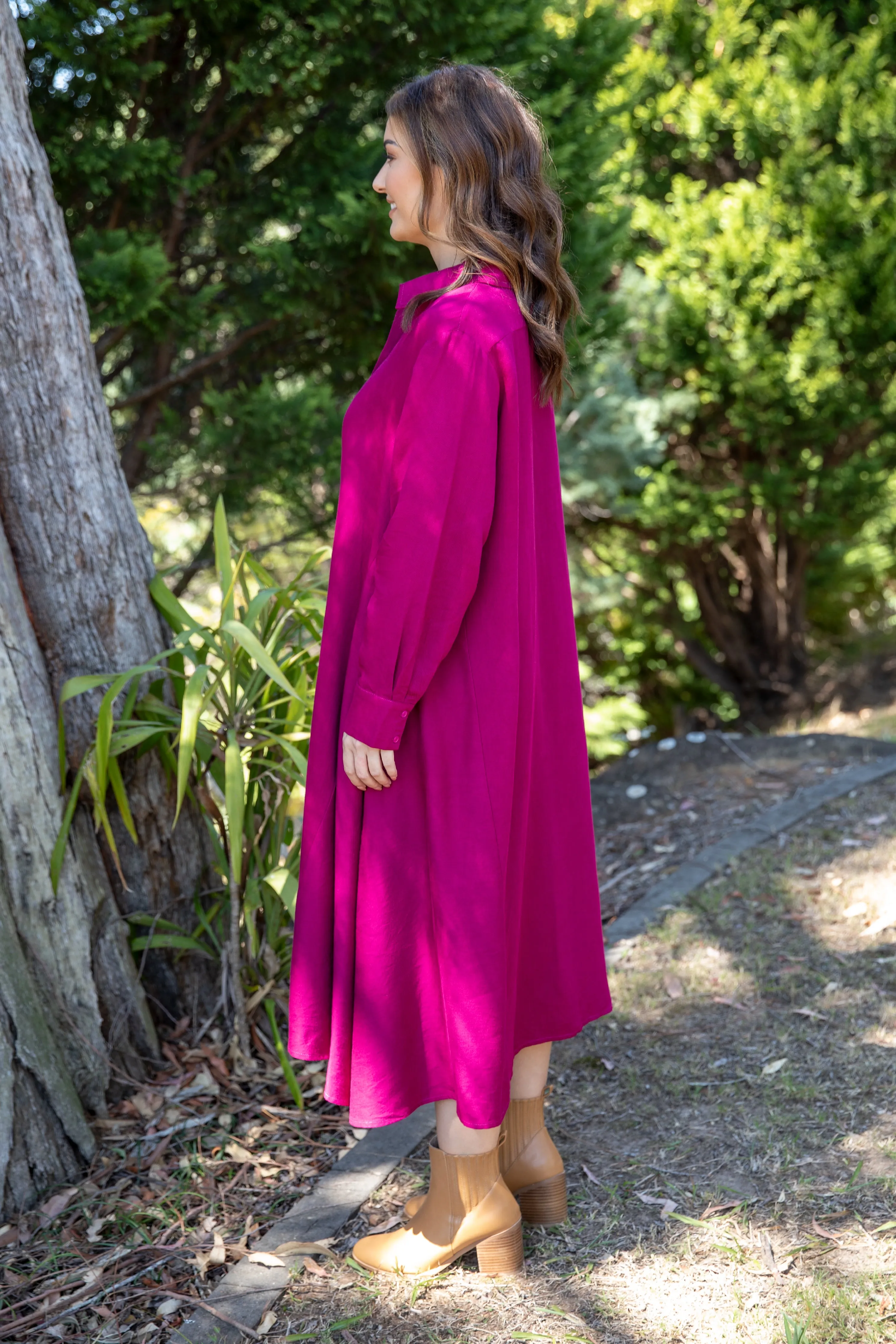 Cadillia Dress in Deep Plum