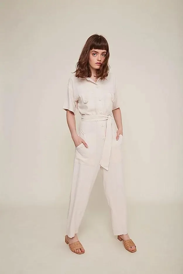 carina worker beige jumpsuit