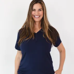 Classic Navy Women's Short Sleeve Pajama Top