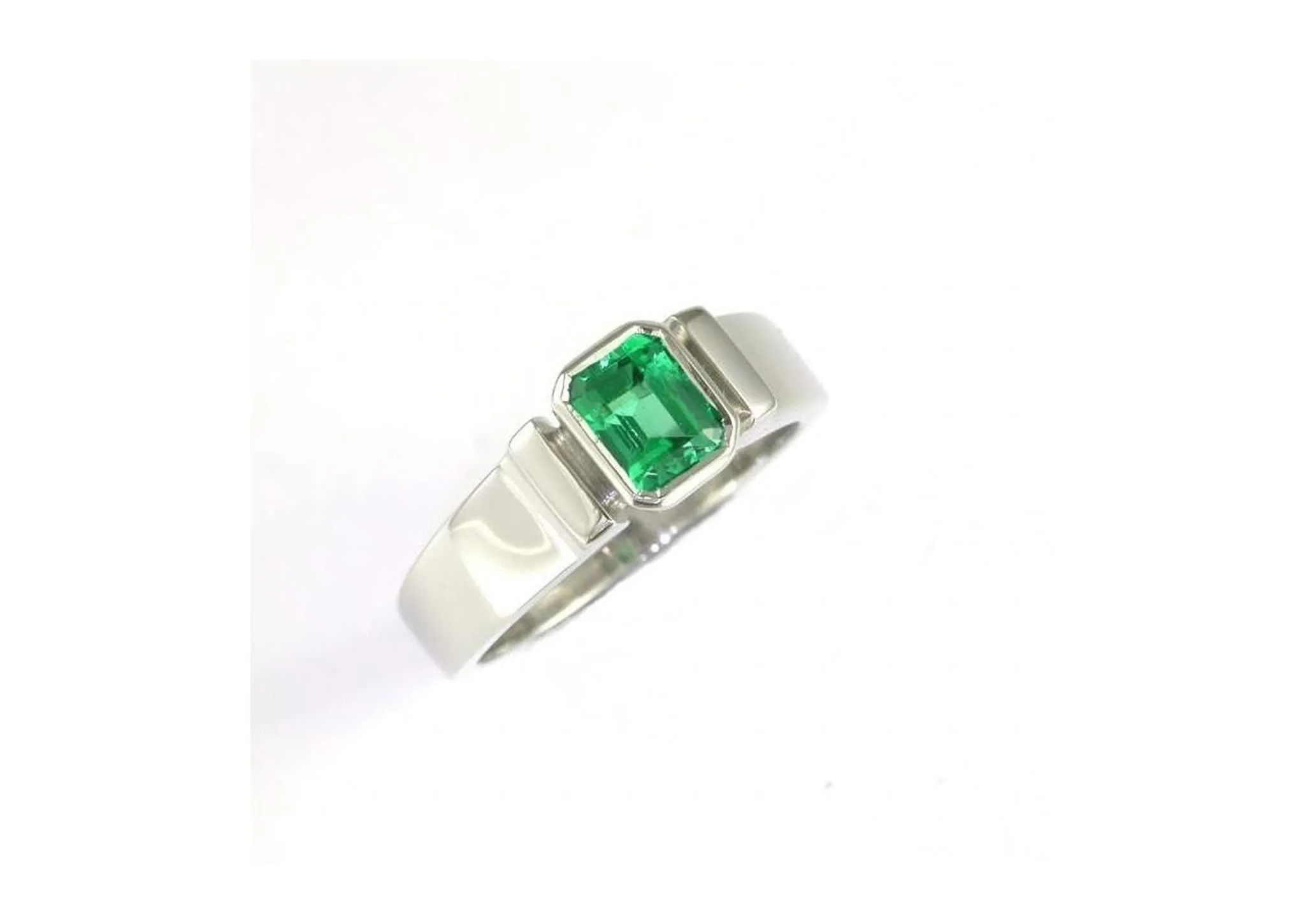 Columbian Emerald Ring, White Gold