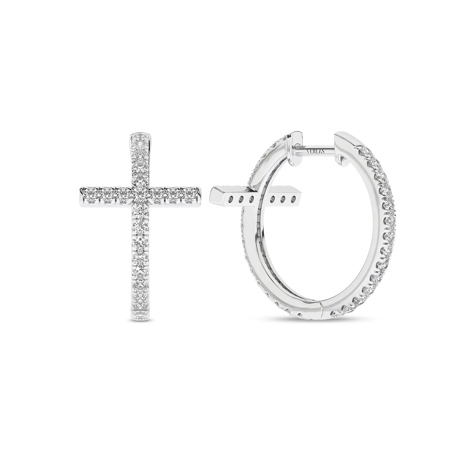 Cross Huggie Large Hoops