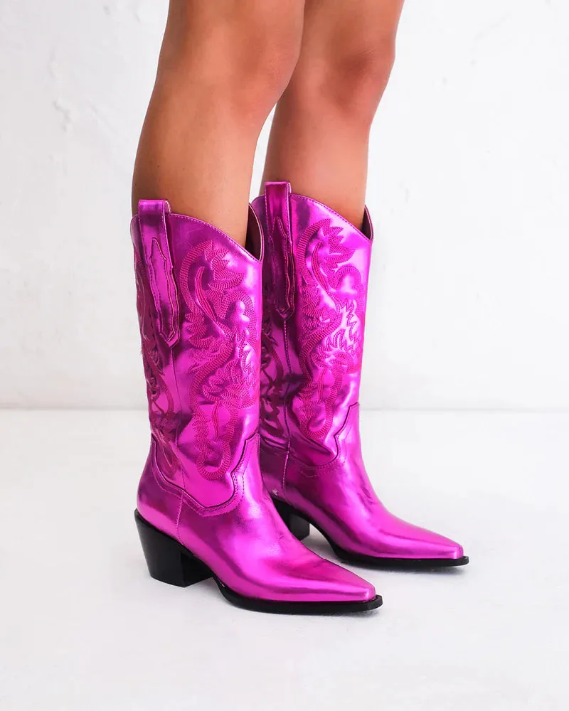 Danilo Fuchsia Metallic Boots