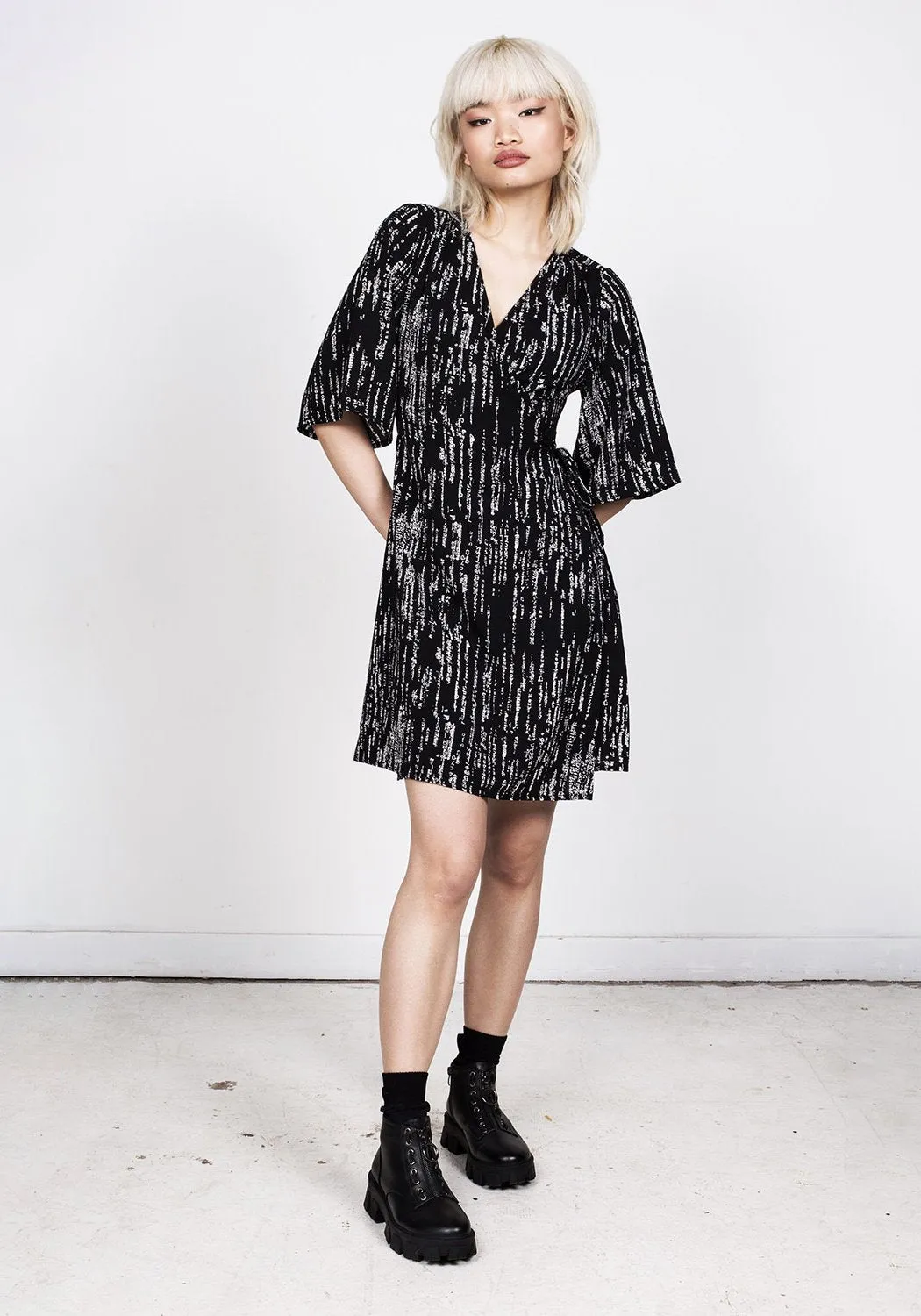 Digital Rain Wrap Dress