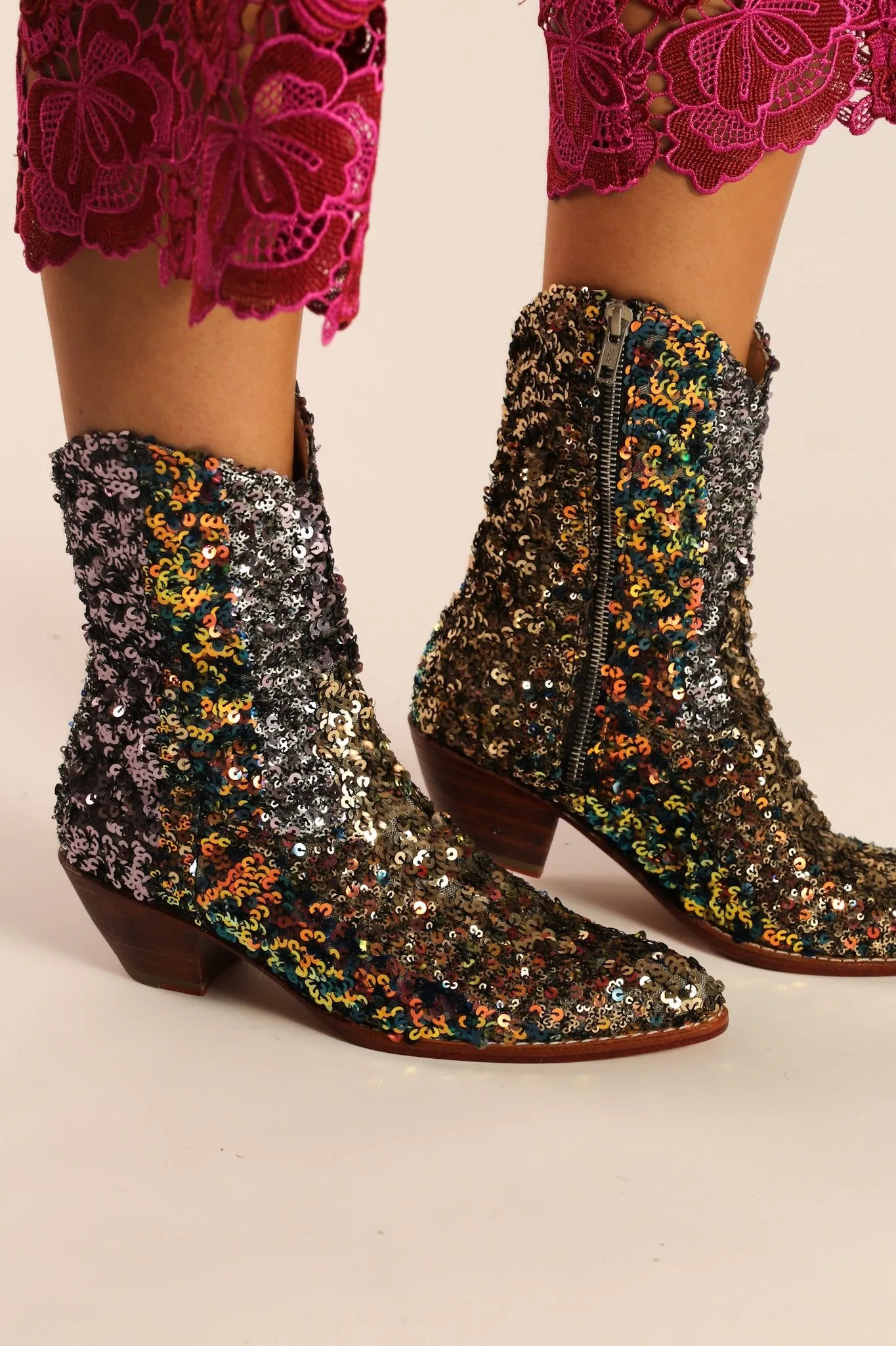 EMBROIDERED SEQUIN BOOTS ASTERIA