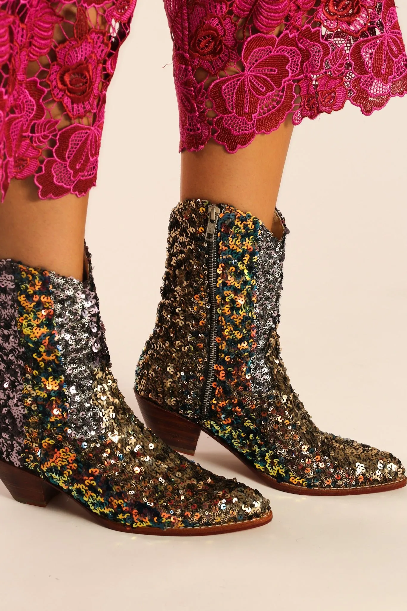 EMBROIDERED SEQUIN BOOTS ASTERIA