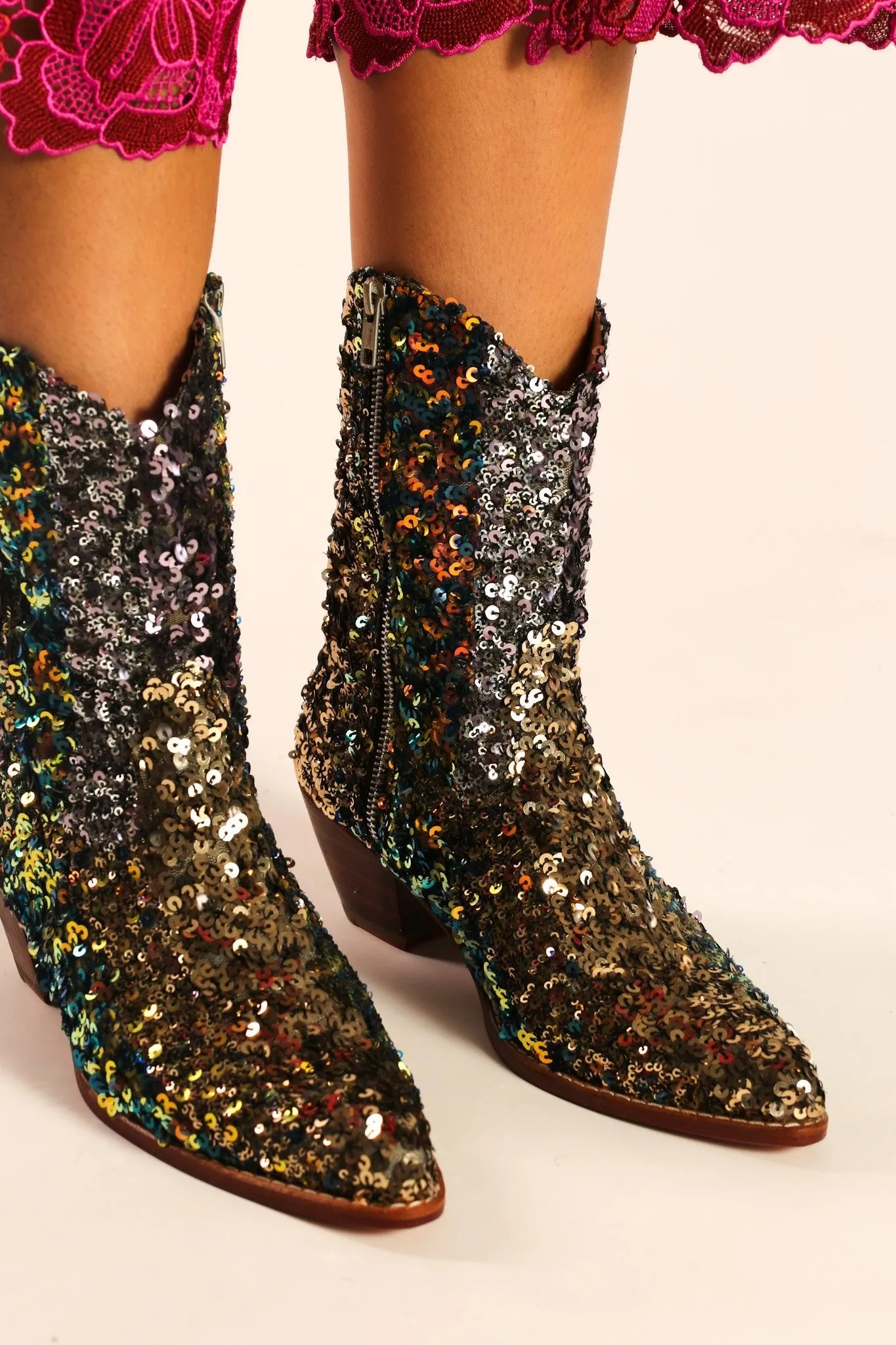 EMBROIDERED SEQUIN BOOTS ASTERIA