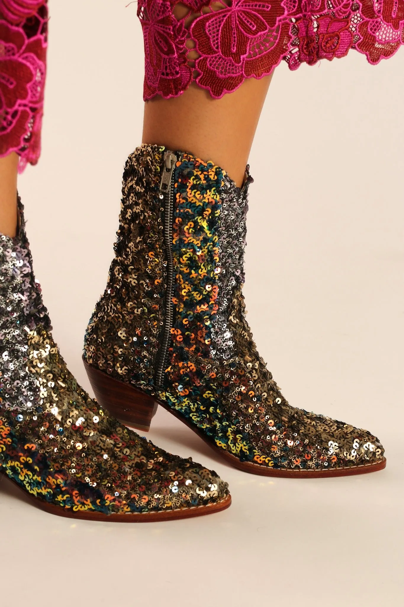 EMBROIDERED SEQUIN BOOTS ASTERIA