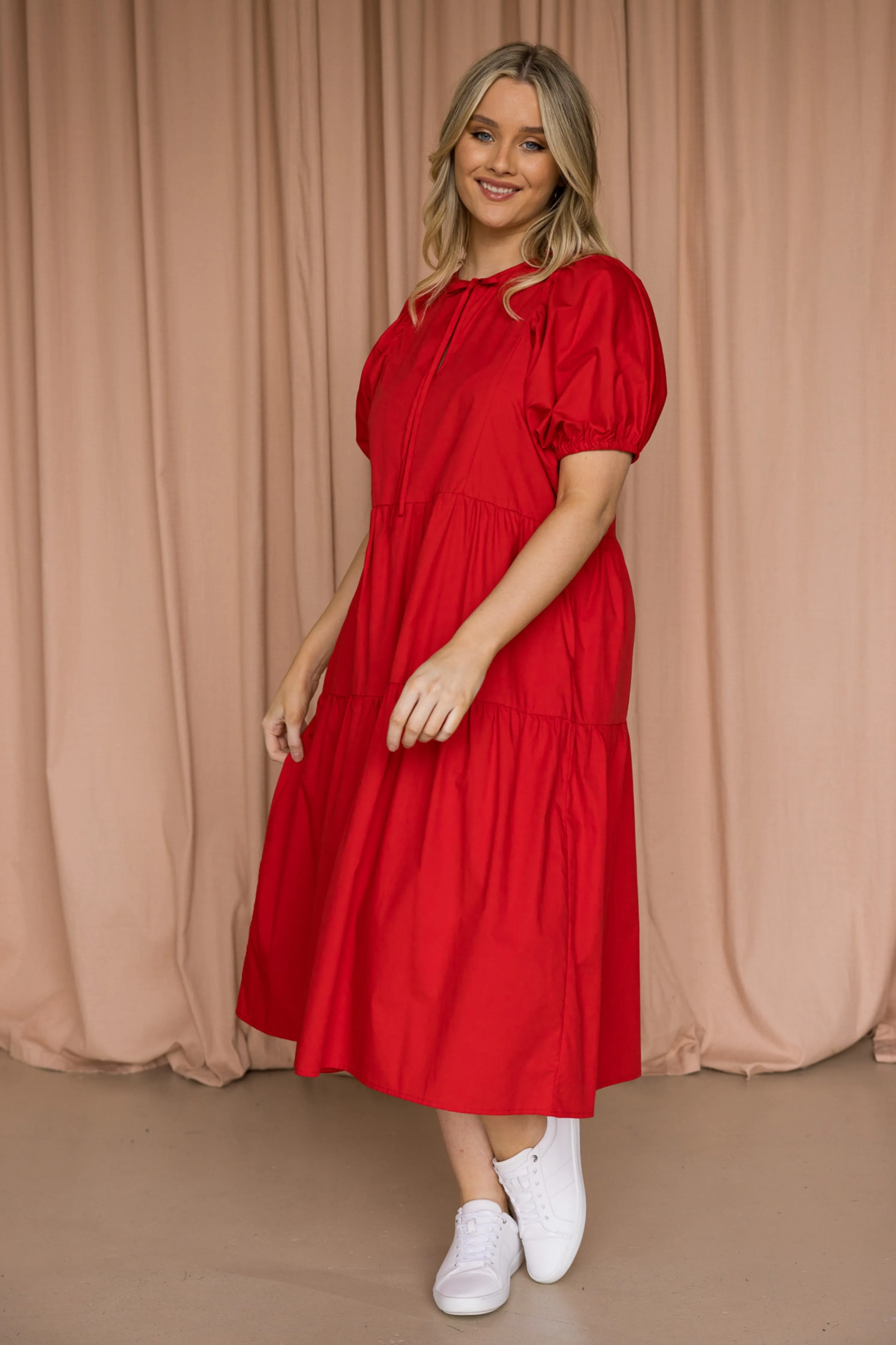 FINAL SALE Drifter Midi Dress in Red