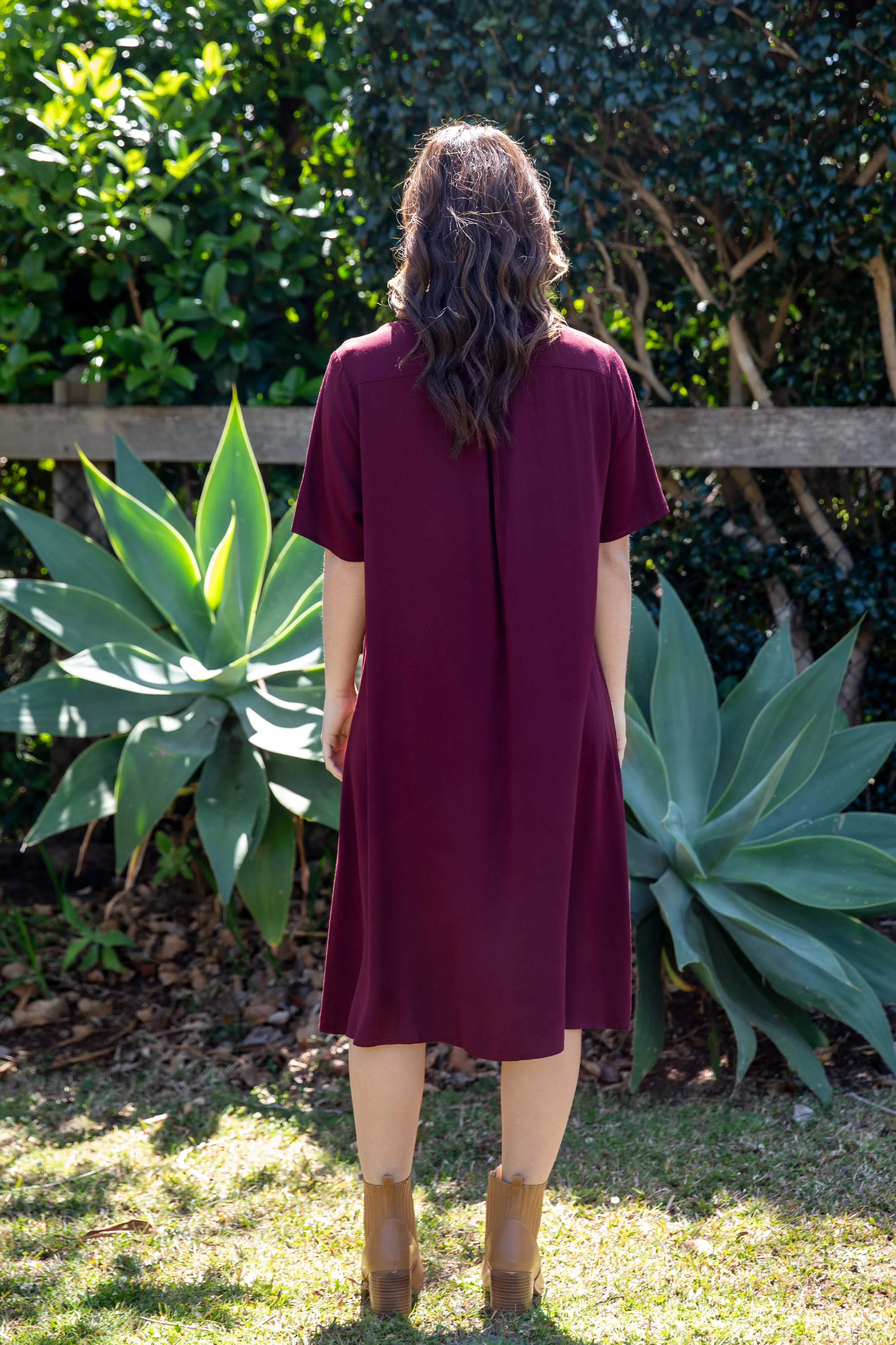 FINAL SALE Everyday Midi Dress in Burgundy