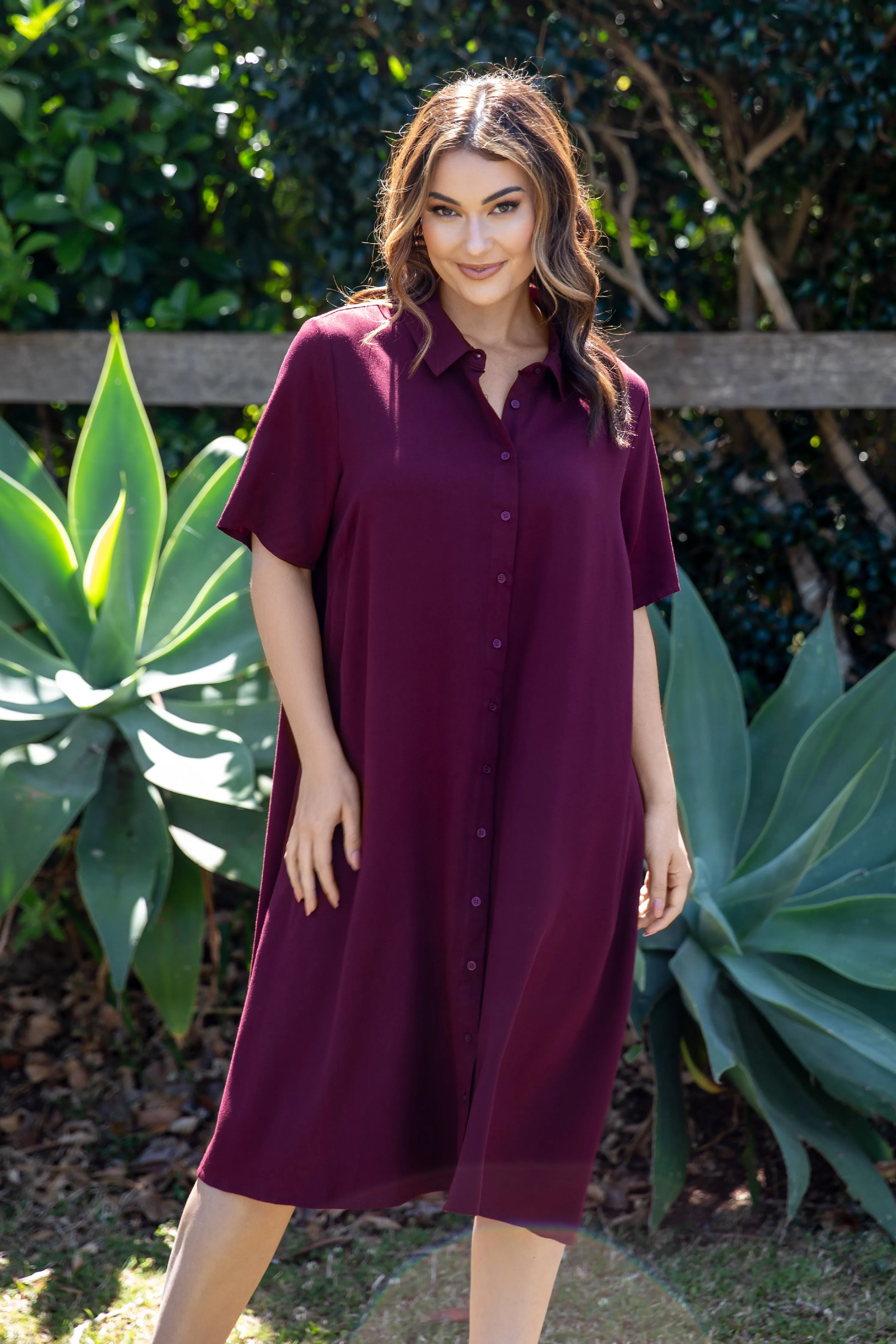 FINAL SALE Everyday Midi Dress in Burgundy