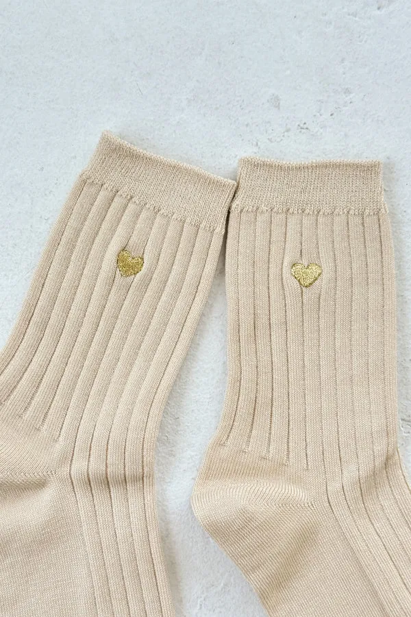 Her Socks in Porcelain   Gold Heart