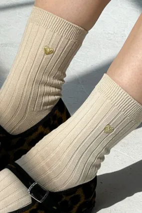 Her Socks in Porcelain   Gold Heart