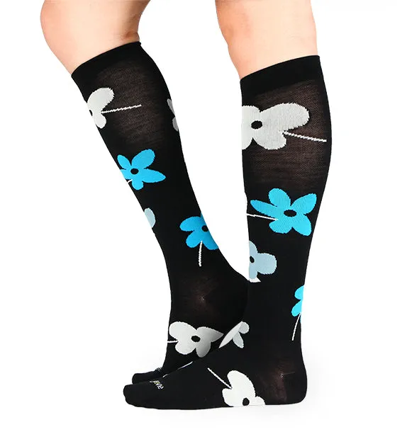 Lightweight Merino Wool Everyday Compression Socks (15-20mmHg) - Flower