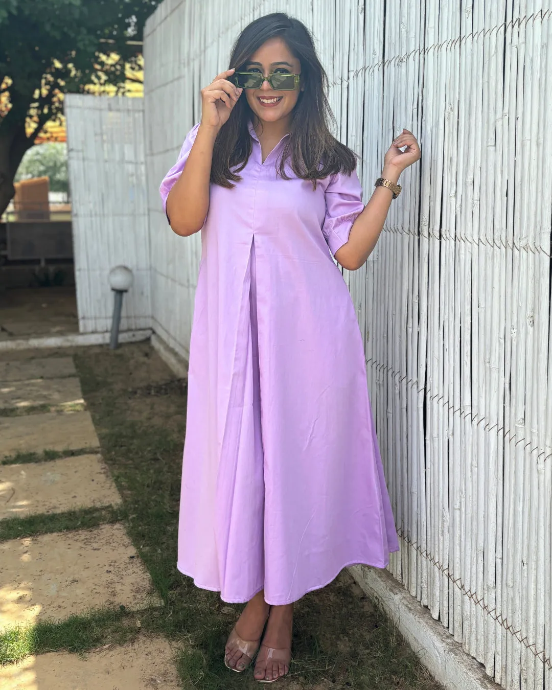 Lilac Cotton A-line Dress