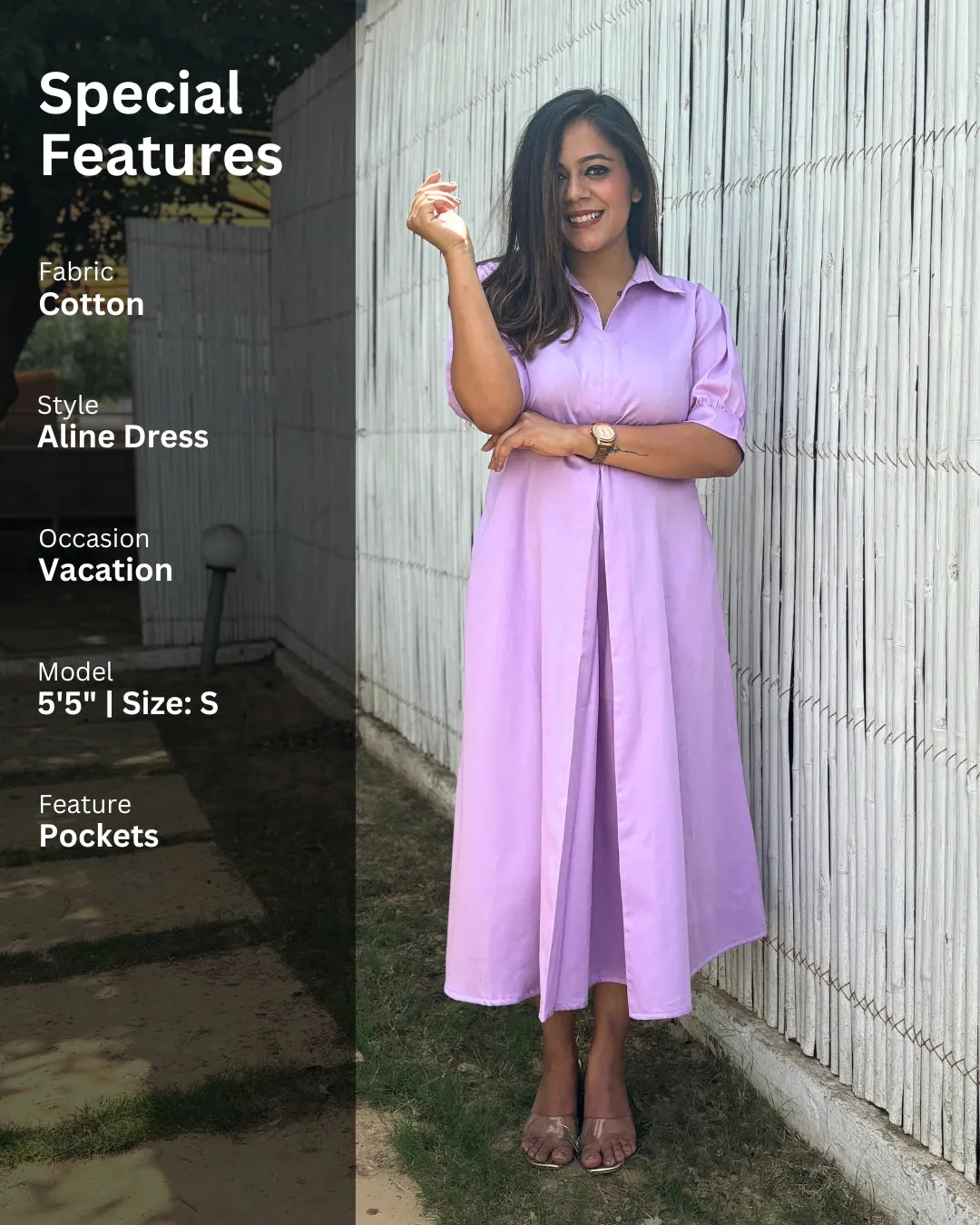 Lilac Cotton A-line Dress