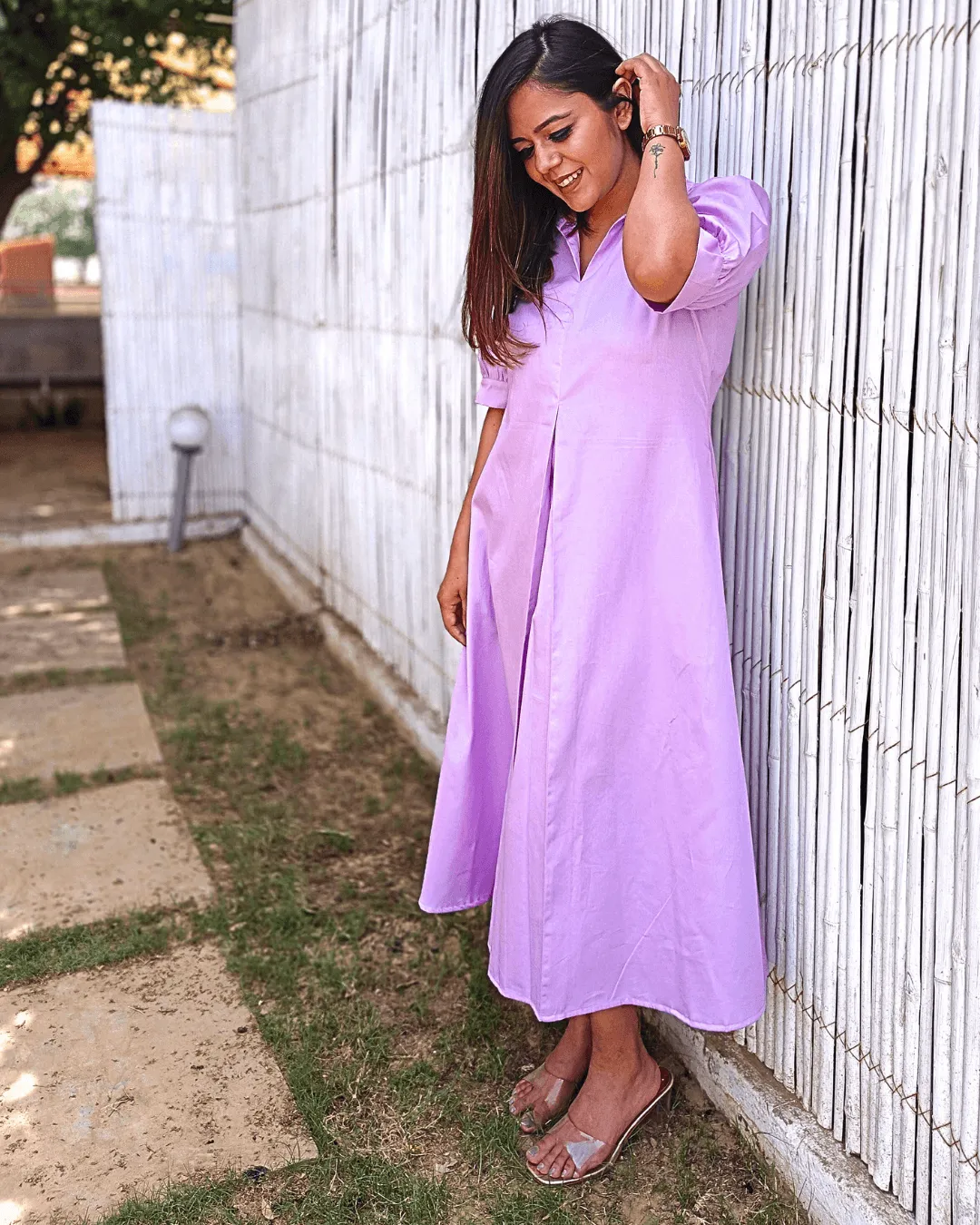 Lilac Cotton A-line Dress