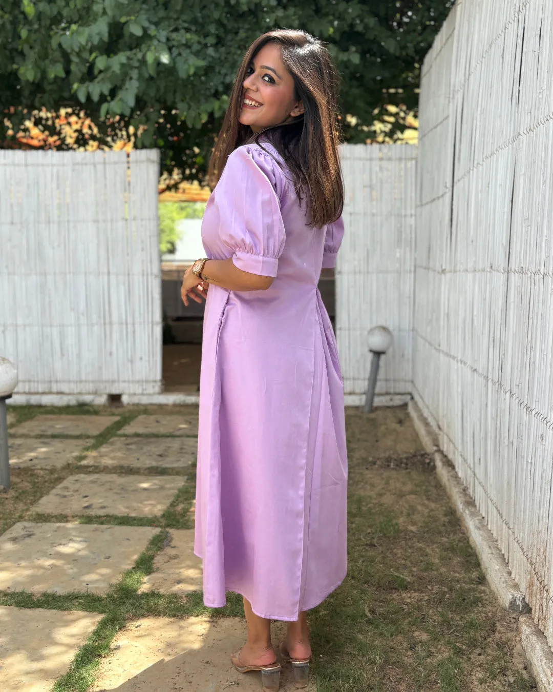 Lilac Cotton A-line Dress