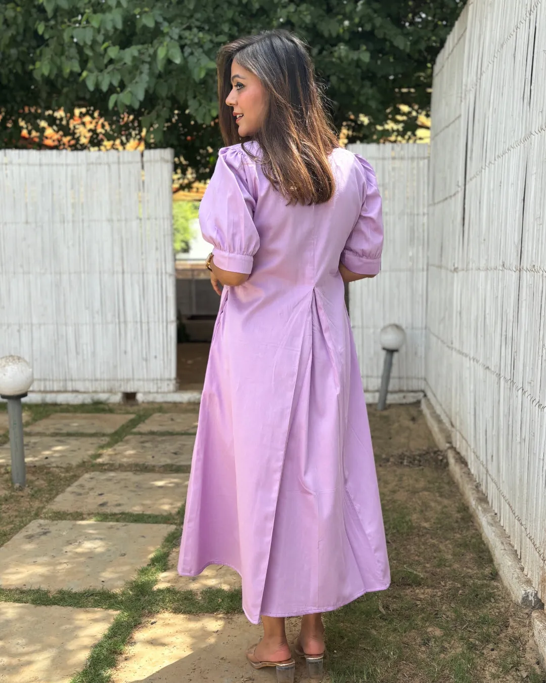 Lilac Cotton A-line Dress