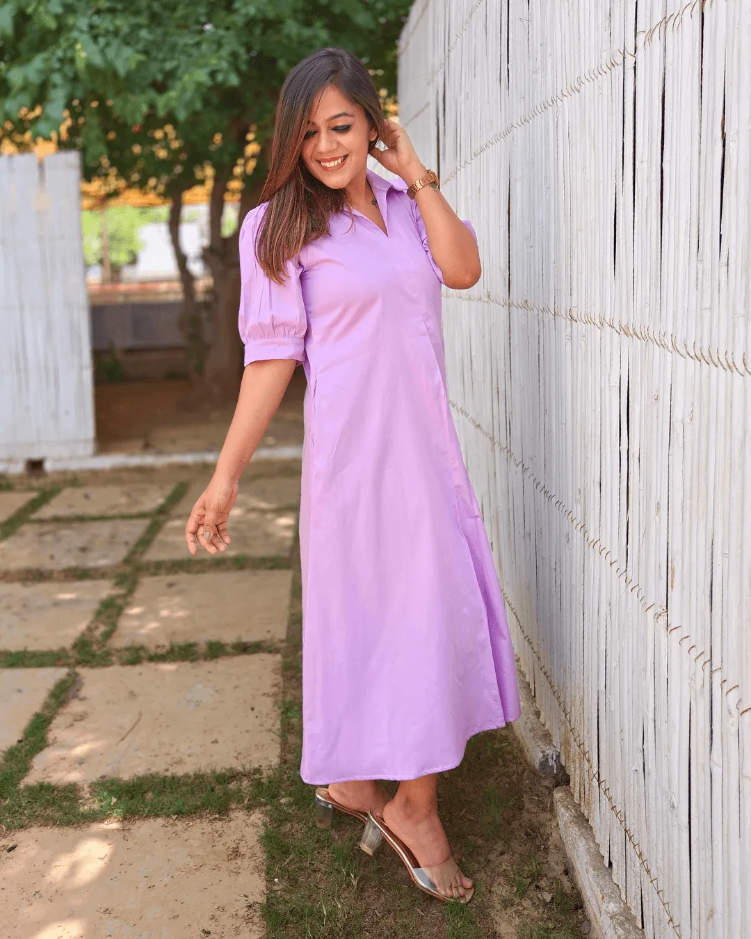 Lilac Cotton A-line Dress