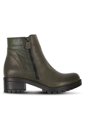 Made in Turkey Leather Ankle Boot | KHAKI | PIPER ZZ