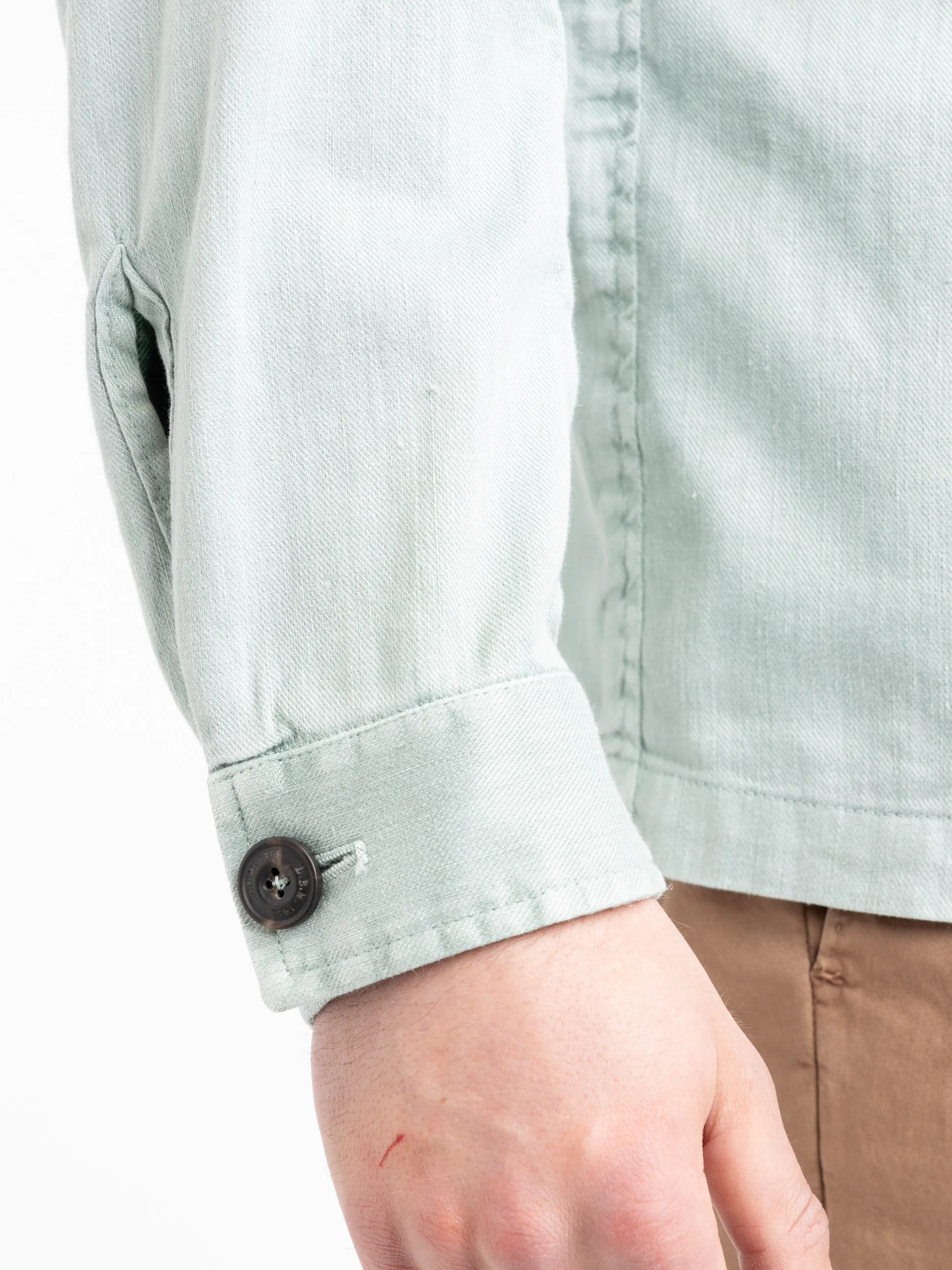 Mint Green Garment-Dyed Overshirt