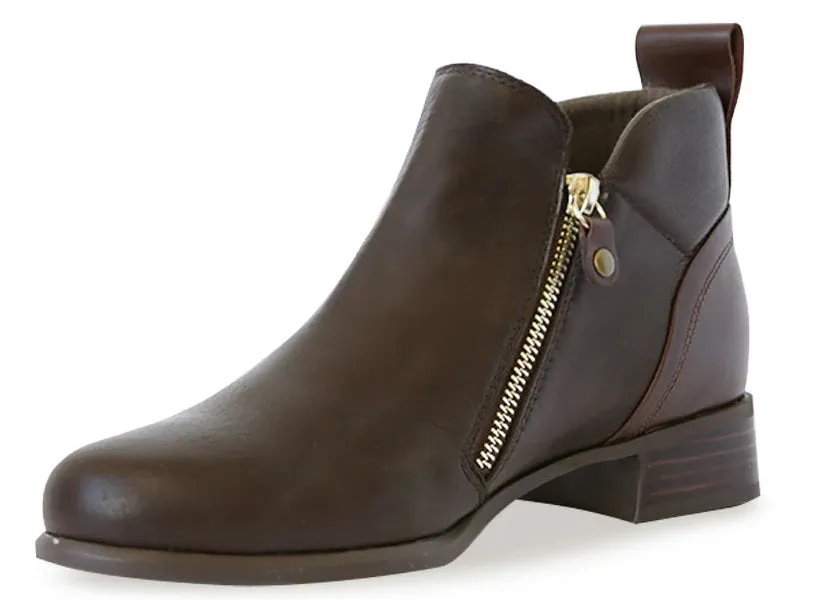 Neko Brown Tumbled Leather Ankle Boots