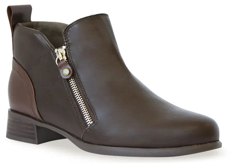 Neko Brown Tumbled Leather Ankle Boots