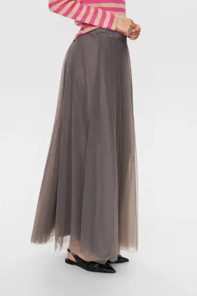 Nümph Nuea Tulle Maxi Skirt in Dark Shadow