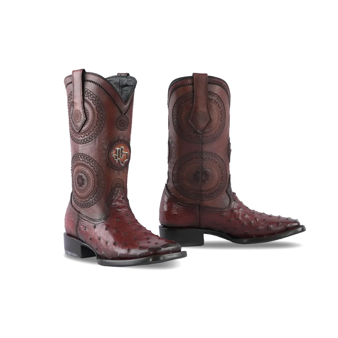 Platino Texas Country Exotic Boot Ostrich Miel Rodeo Toe