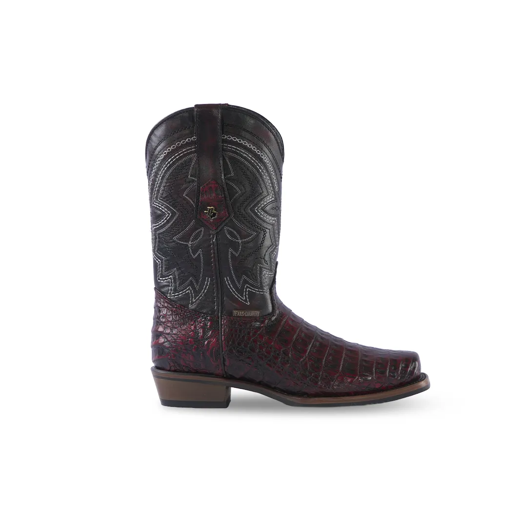 Promo Texas Country Exotic Boot Caiman Belly Ext. Black Cherry Patrick NS1