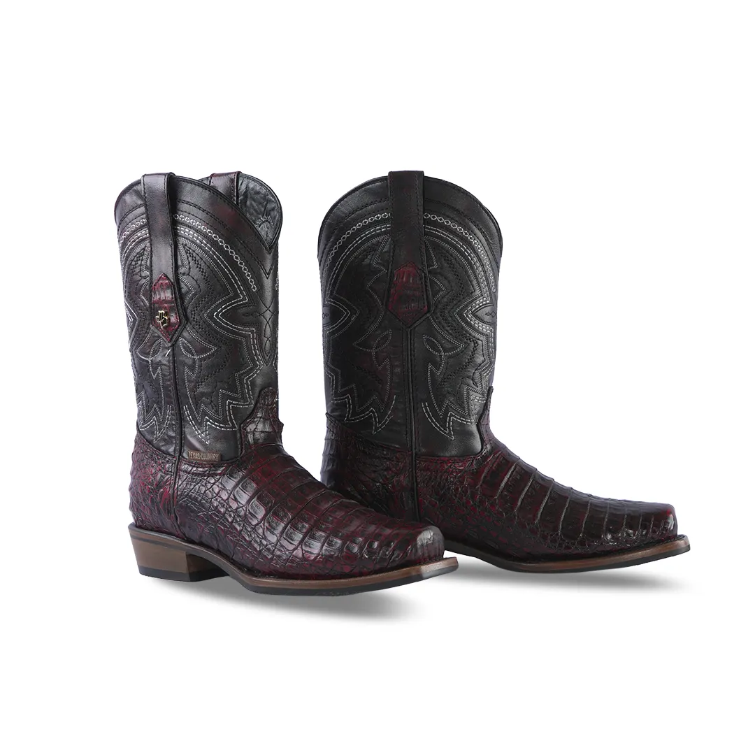 Promo Texas Country Exotic Boot Caiman Belly Ext. Black Cherry Patrick NS1