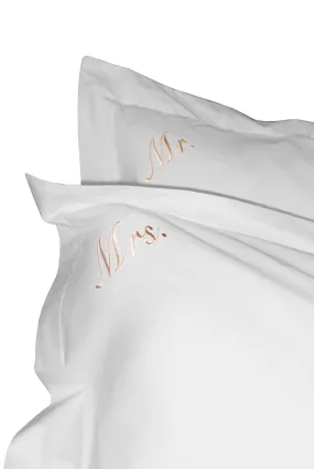 "MR. & MRS" PILLOW CASE SET BLANC/ROSÉ