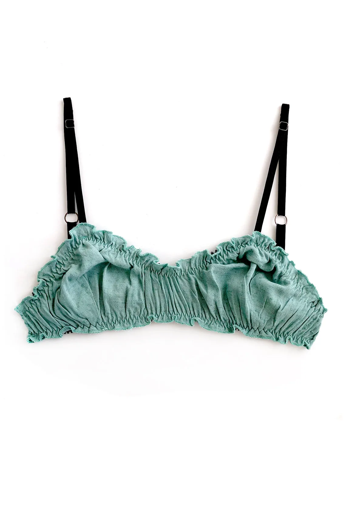 READY TO SHIP Oleander Bralette in Upcycled Vintage Teal Cotton (size S)