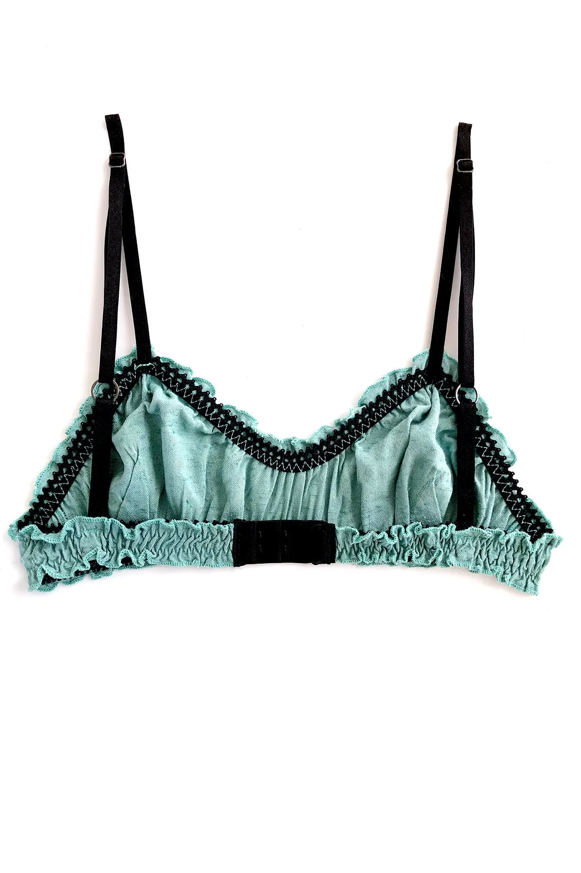 READY TO SHIP Oleander Bralette in Upcycled Vintage Teal Cotton (size S)