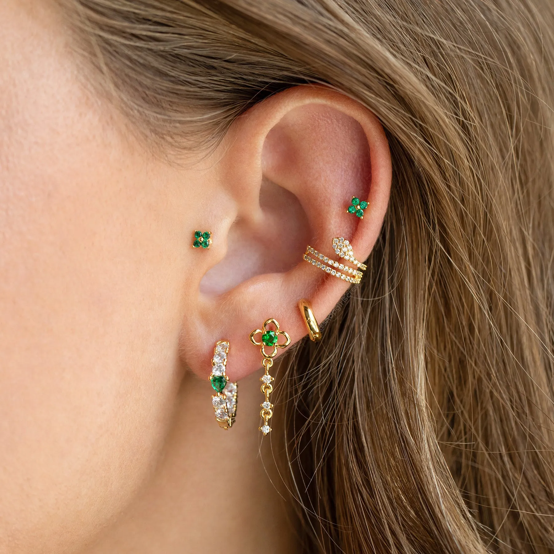 Teeny Tiny Emerald Cluster Studs