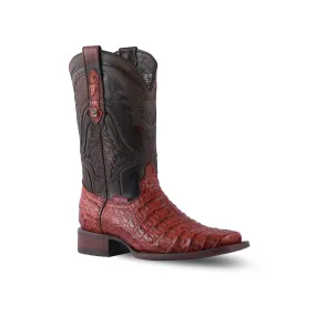 Texas Country Exotic Boot Lomo Caiman Brandy Rodeo Toe LM80