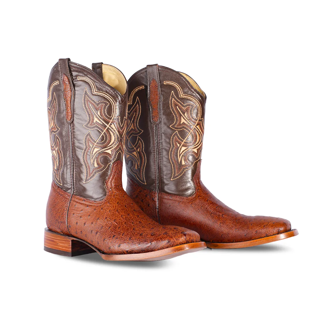 Texas Country Western Boot Bull Dog Avestruz Tabaco Stoe E4700