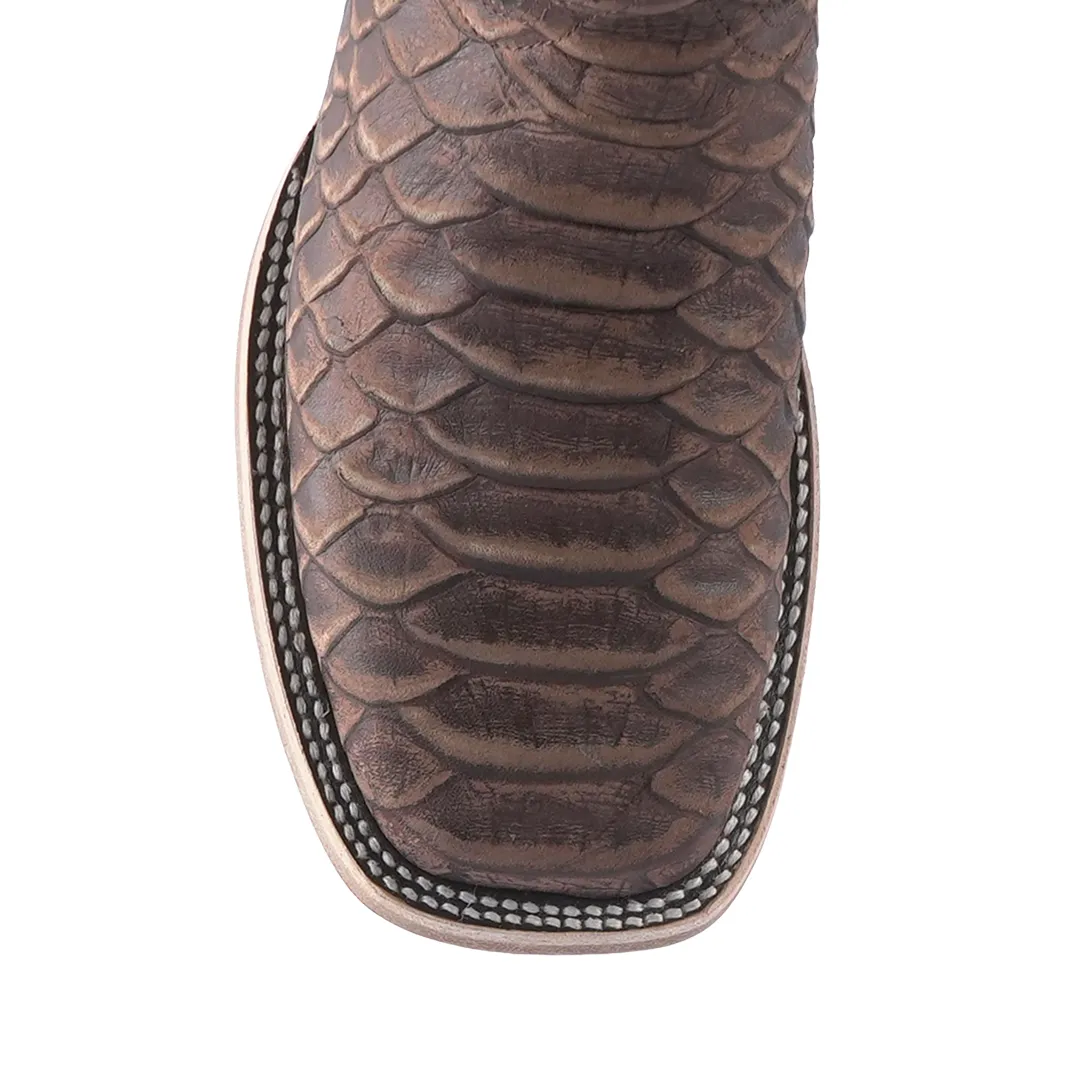 Texas Country Western Boot Python Jumbo Chocolate Rustico E681