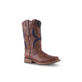 Texas Country Western Boot Ranch Cognac Rodeo Toe E588