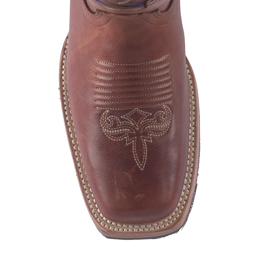 Texas Country Western Boot Ranch Cognac Rodeo Toe E588