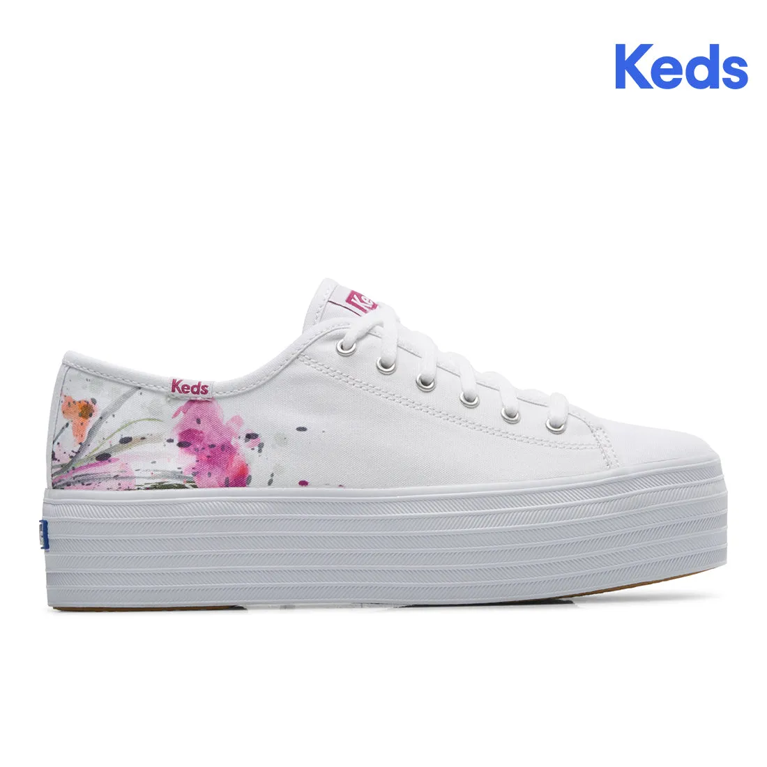 Women's Triple Up Cnvs Paintrly Floral White/Pink (WF67003)