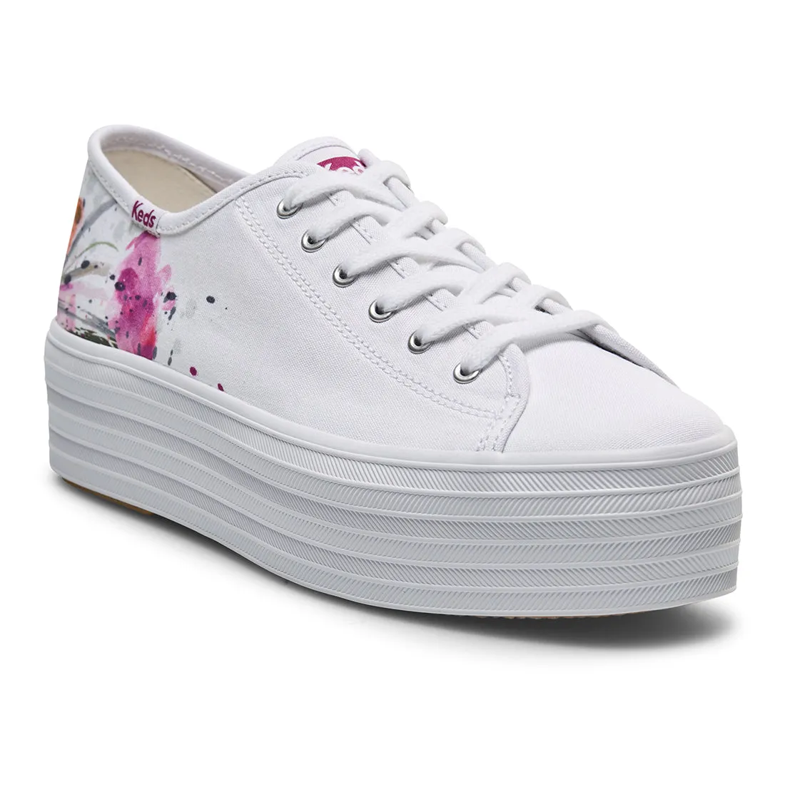 Women's Triple Up Cnvs Paintrly Floral White/Pink (WF67003)