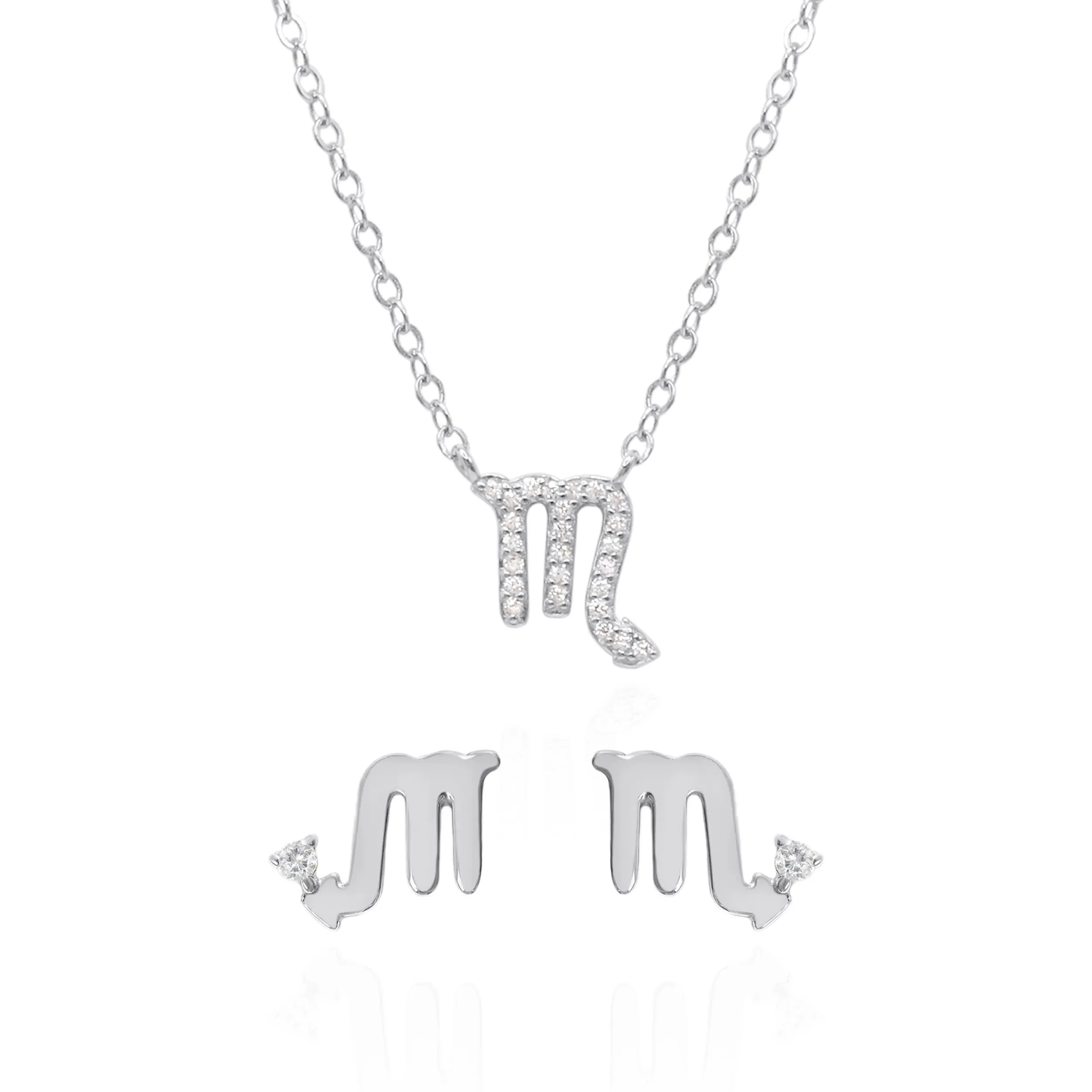 Zodiac Symbol Gift Set | Stud Earrings & Necklace | 925 Sterling Silver