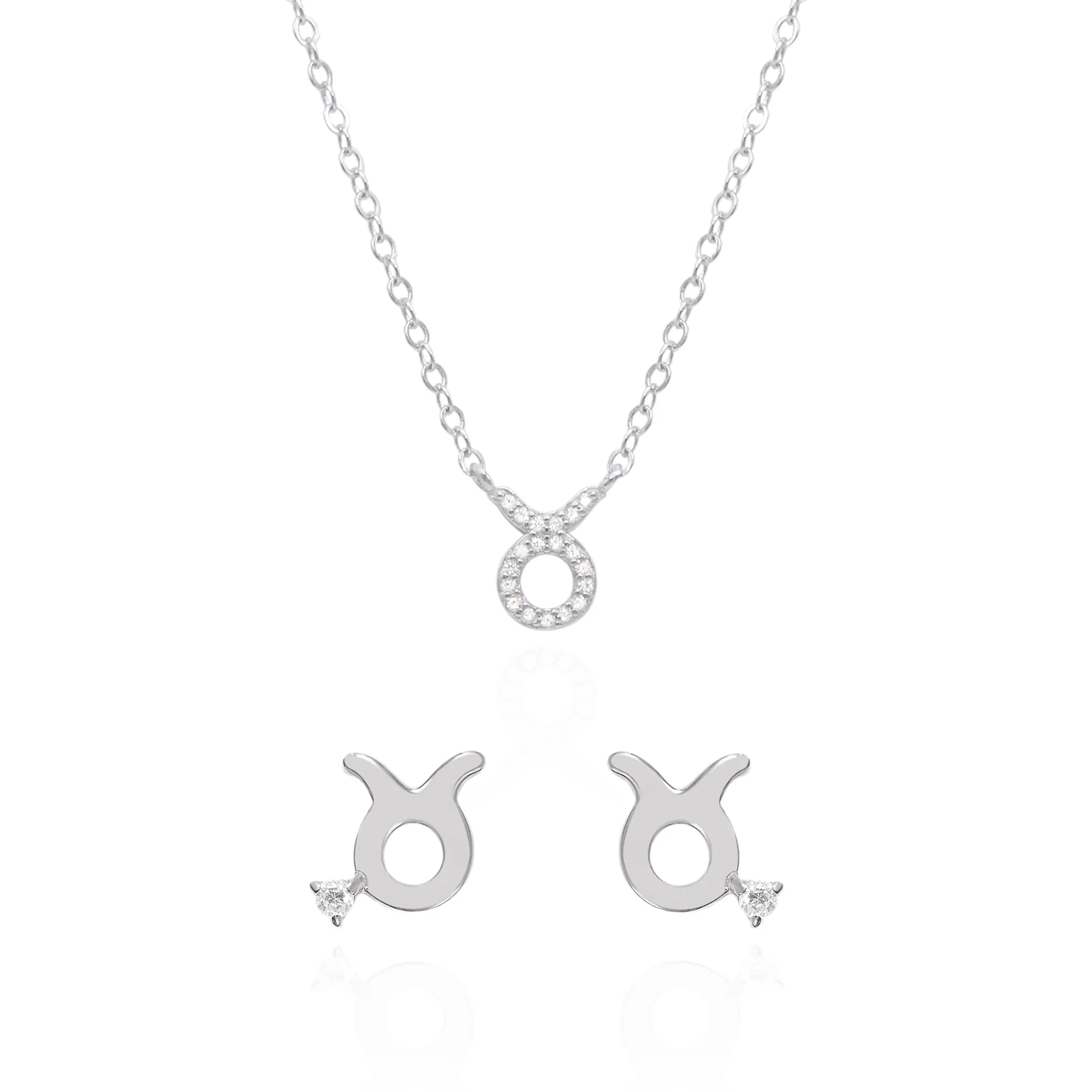 Zodiac Symbol Gift Set | Stud Earrings & Necklace | 925 Sterling Silver