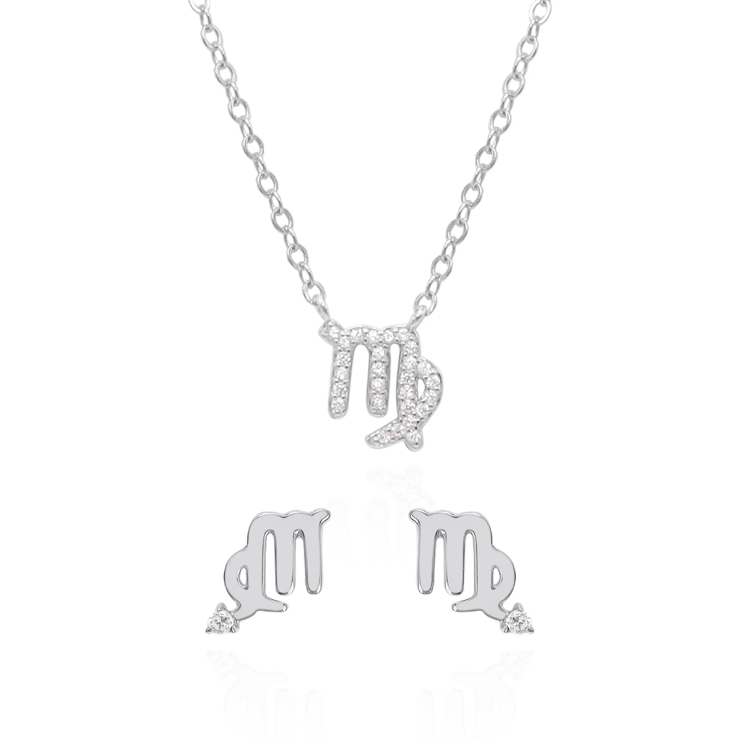 Zodiac Symbol Gift Set | Stud Earrings & Necklace | 925 Sterling Silver